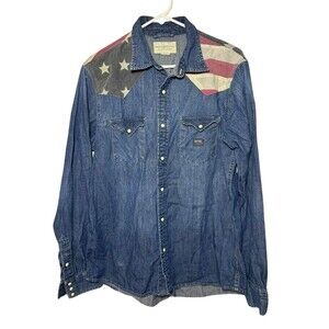 Denim & Supply Ralph Lauren Pearl Snap Button Down Shirt Mens Large Chambray USA